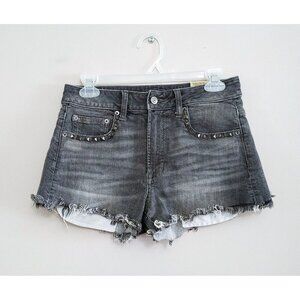 American Eagle Vintage Hi-Rise Festival Shorts Size 4 Studded Gray Raw Hem